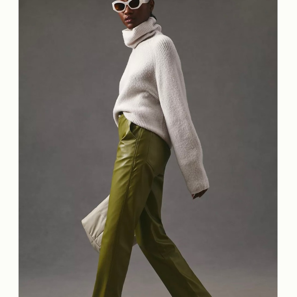 ANTHROPOLOGIE EN SAISON LANA FAUX LEATHER PANTS SIZE M COLOR OLIVE NWT - Picture 5 of 14